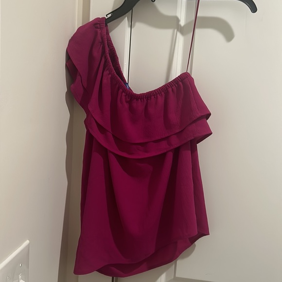One Shoulder TOP Ruffles Magenta - Picture 2 of 2